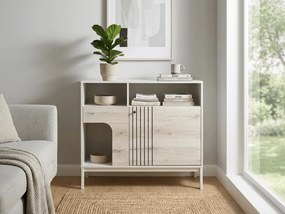 Comoda FROST 100x90 cm alba, decor stejar alpin