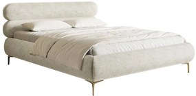 Pat matrimonial 140 cm Rirri 140 (cu somieră) (cu sp. depozitare) (gri bej + auriu). 1099857