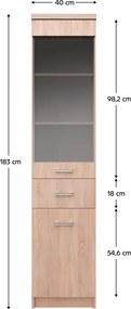 Vitrină 1D1W1S, stejar Sonoma, universal, TOPTY TIP 32
