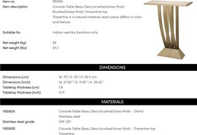 Consola eleganta cu blat din travertin Beau Deco