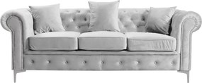 Canapea extensibilă de lux 3 locuri, stofă gri deschis Velvet, ROMANO