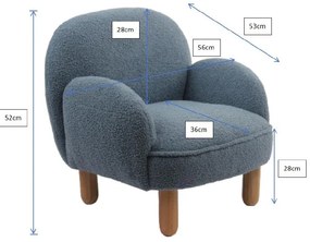 Fotoliu de copii albastru cu tapițerie din țesătură bouclé Rocky – Vipack