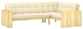 3065761 vidaXL Bancă de grădină de colț, cu perne, 239 cm, lemn de pin tratat