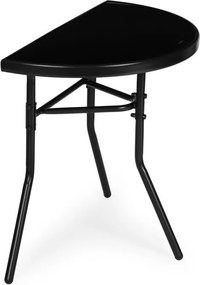 Masă balcon jumătate rotundă negru - sticlă cu structură metalică