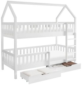 Pat etajat pentru copii 90 cm Virtuoso (alb) (cu somieră) (cu sp. depozitare). 1116555