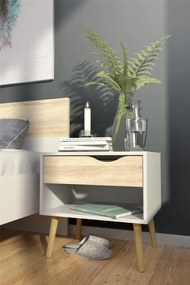 Noptiera alba cu decor stejar sonoma OSLO 75394