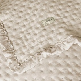 Cuvertură de pat moale crem Molly cu volane 240 x 260 cm