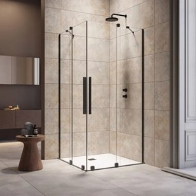 Cabina de dus patrata usi culisante Radaway Furo KDD 80x80 cm profil negru mat