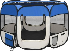 vidaXL Țarc joacă pliabil câini cu sac transport albastru 90x90x58 cm
