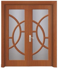 Usa Dubla de Interior din MDF Novo Doors ND220, Geam Sablat, Cadru din Lemn Masiv, KIT COMPLET, Toc , Manere si balamale incluse (Culoare: Alb, Toc: