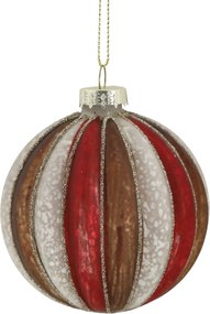 Glob de Craciun, cu dungi colorate, pictat manual, Christmas Bauble