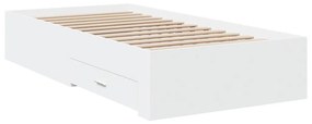 3280440 vidaXL Cadru de pat cu sertare, alb, 75x190 cm, lemn prelucrat