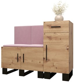 Set mobilier pentru hol Amanda 18 (Stejar artisan + roz). 1086011