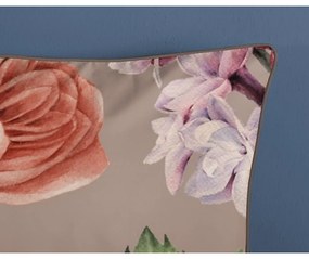 Lenjerie de pat gri-maro din bumbac satinat pentru pat dublu, extinsă 240x220 cm Fiori – Descanso