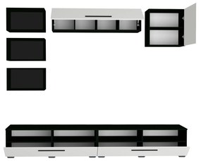 Living haaus Haga V18, Alb Lucios/Negru, MDF, L 240 cm