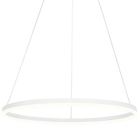 Lampă pendant de design albă 80 cm cu LED inclus cu dimmer în 3 trepte - Anello