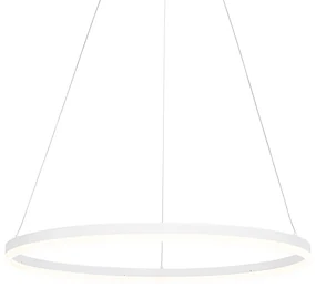 Lampă pendant de design albă 80 cm cu LED inclus cu dimmer în 3 trepte - Anello