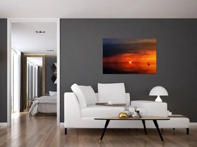 Tabloul apusului de soare cu barca (90x60 cm)