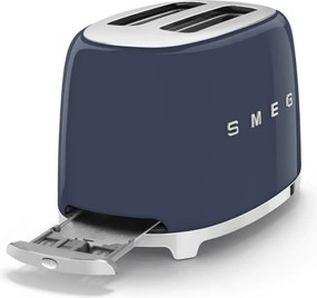 Prajitor de paine SMEG 50's Style TSF01NBEU, 950 W, 2 felii, 6 trepte, Tava pentru firimituri, Cablu integrat, Otel inoxidabil, Albastru inchis