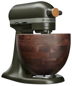 Mixer planetar KitchenAid Artisan Evergreen 5KSM180WSEEG, 300W, 4.7L, Actionare directa, 10 viteze, Cap înclinat, Bol din nuc, Verde inchis/Maro