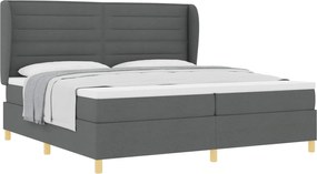 vidaXL Pat cu arcuri cu saltea Gri închis 200 x 200 cm țesătură