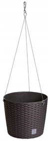 Ghiveci decorativ cu lant, Prosperplast, Rato Round, rotund, maro, 25.6x21.9 cm