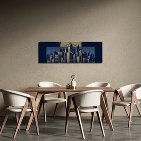 Tablou – Oraș geometric (cu ceas) (90x30 cm)
