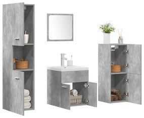 vidaXL Set mobilier de baie, 5 piese, gri beton, lemn prelucrat