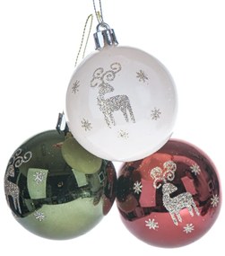 Set de decorațiuni de Crăciun London strălucire, 3buc., 6 cm, plastic