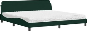 vidaXL Pat cu saltea, Dover, verde închis, 200x200 cm, catifea