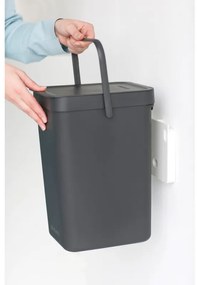 Cos de colectare selectiva Brabantia Sort&Go 647670, 12 L, Maner, Montabil pe perete, Gri inchis