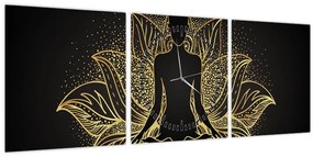 Tablou - Silueta într-o floare de lotus (cu ceas) (90x30 cm)