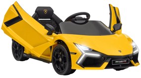 AIYAPLAY Mașină electrică 12V cu licență Lamborghini Revue vehicul electric telecomandă viteză 3-5 km/h 3-5 ani galben | Aosom Romania