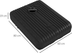 Outsunny Bază pentru Umbrelă din Plastic cu Consolă cu 2 Roți și Mâner, 80x60x19 cm, Negru | Aosom Romania