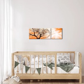 Tabloul cu pomul portocaliu (cu ceas) (90x30 cm)