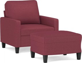vidaXL Fotoliu canapea cu taburet, roșu vin, 60 cm, material textil