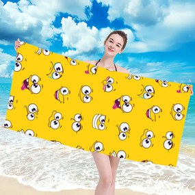 Prosop plaja SMILE 100x180 cm galben, 100% microfibra