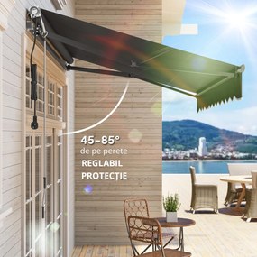 Outsunny Pergolă cu Prindere Fără șuruburi cu Manivelă Electrică, Ajustabilă în Înălțime, Pergolă cu Brațe Articulate 300 cm Lățime Gri Închis | Aosom Romania