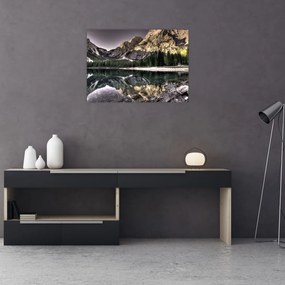 Tablou pe sticlă cu lac montan (70x50 cm)