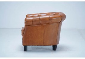 Fotoliu Chesterfield, maro, din piele naturala