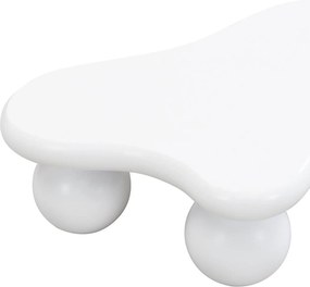 Masă de cafea în stil de nor, cu iluminare LED și design cu picioare rotunde, 95x62,5x32 cm, Alb