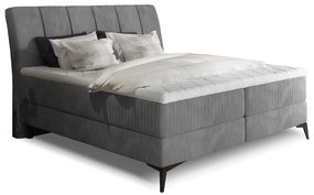 Pat matrimonial Boxspring 180 cm Alberto (gri închis) (cu saltele). 1027392