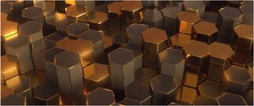 Tablou - Hexagoane de bronz (120x50 cm)