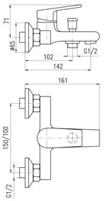 RAV Slezák CO154.5 - Baterie pentru cadă COLORADO, crom lucios