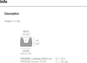 Ghiveci plante design decorativ exterior/interior Organic SQUARE 46x51x40cm