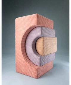 Teren de joacă din spumă roz 3 buc. din catifea reiată înălțime 37 cm 75x49 cm Rainbow Montessori – Wigiwama