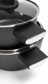 Set de oale Zilan ZLN0959 Negru, cu 7 piese, invelis din marmura si manere fine la atingere