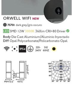 Aplica LED de exterior cu Camera de Securitate WIFI / Microfon / Difuzor ORWELL