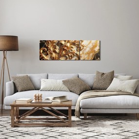 Tablou - Marmură cu auriu (cu ceas) (90x30 cm)