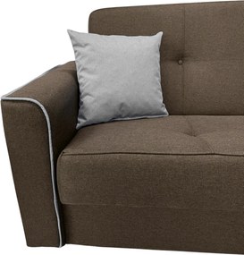 Canapea VERA extensibila, 3 locuri, lada de depozitare, stofa maro + gri, 225x90x90 Maro + Gri, Stofa